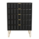Hanover Ready Assembled 5 Drawer Chest in Deep Black & Black Matt