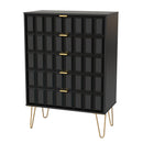 Hanover Ready Assembled 5 Drawer Chest in Deep Black & Black Matt