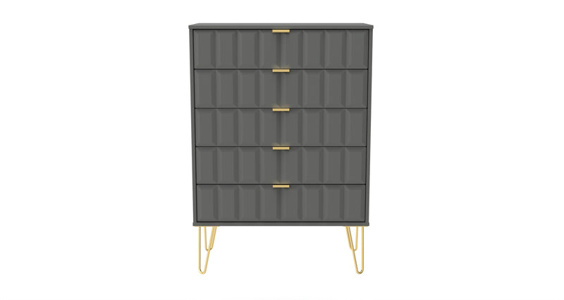 Hanover Ready Assembled 5 Drawer Chest in Dusk Grey