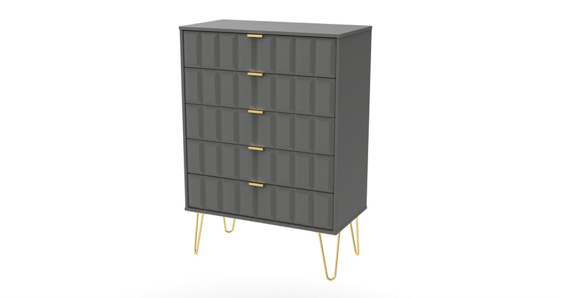 Hanover Ready Assembled 5 Drawer Chest in Dusk Grey