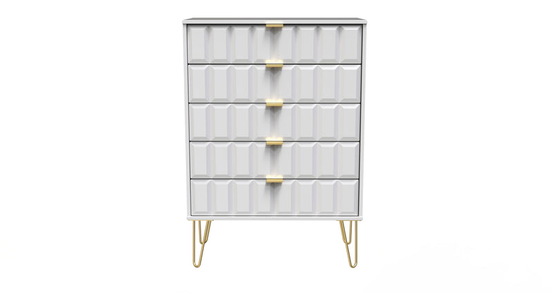 Hanover Ready Assembled 5 Drawer Chest in White Matt