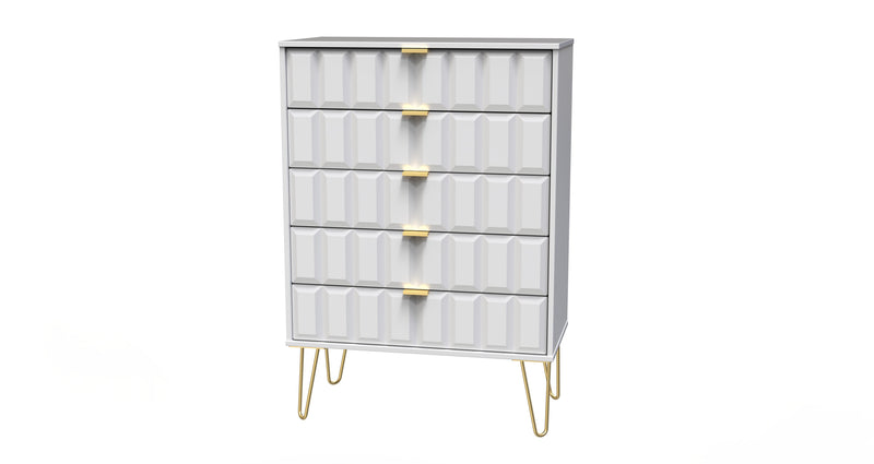 Hanover Ready Assembled 5 Drawer Chest in White Matt