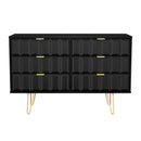 Hanover Ready Assembled 6 Drawer Wide Chest in Deep Black & Black Matt