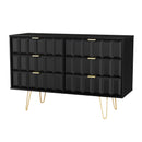 Hanover Ready Assembled 6 Drawer Wide Chest in Deep Black & Black Matt