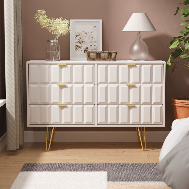 Hanover Ready Assembled 6 Drawer Wide Chest in Kashmir Matt