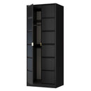 Hanover Ready Assembled 2 Door Wardrobe In Deep Black & Black Matt