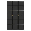 Hanover Ready Assembled 3 Door Wardrobe in Deep Black & Black Matt