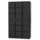 Hanover Ready Assembled 3 Door Wardrobe in Deep Black & Black Matt