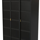 Hanover Ready Assembled 3 Door Wardrobe in Deep Black & Black Matt