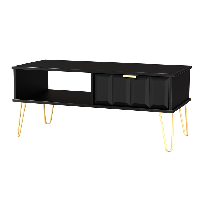 Hanover Ready Assembled 1 Drawer Coffee Table in Deep Black & Black Matt