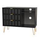Hanover Ready Assembled 3 Drawer TV Unit in Deep Black & Black Matt