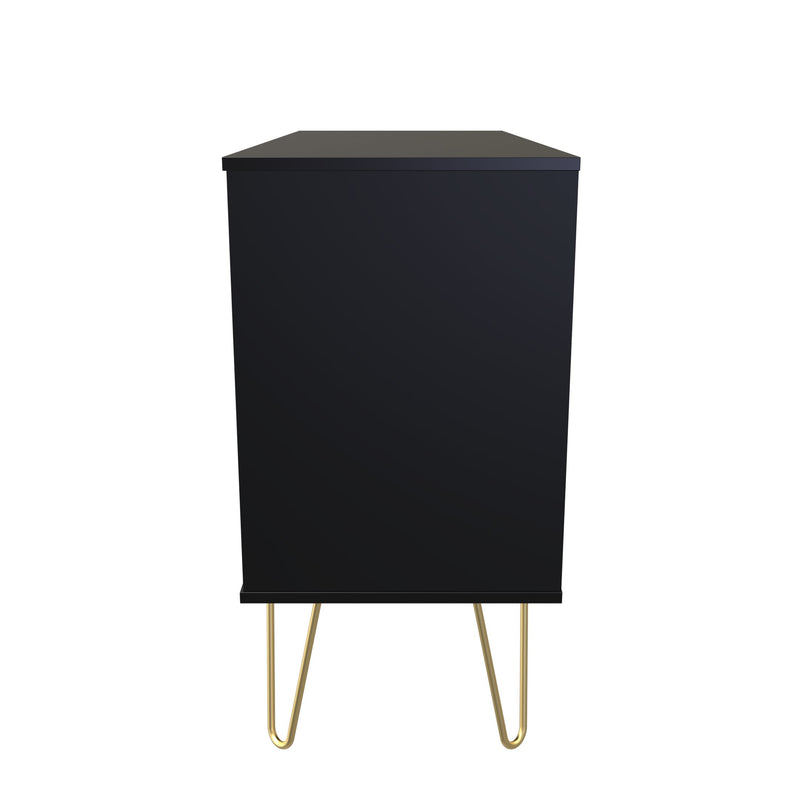 Hanover Ready Assembled 3 Drawer TV Unit in Deep Black & Black Matt
