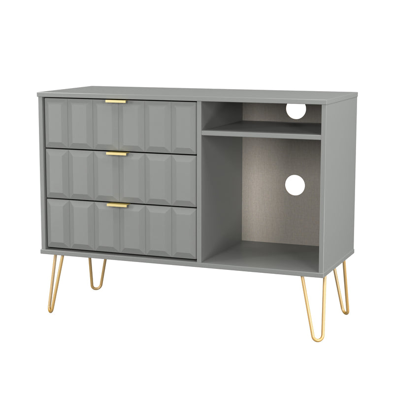 Hanover Ready Assembled 3 Drawer TV Unit in Dusk Grey