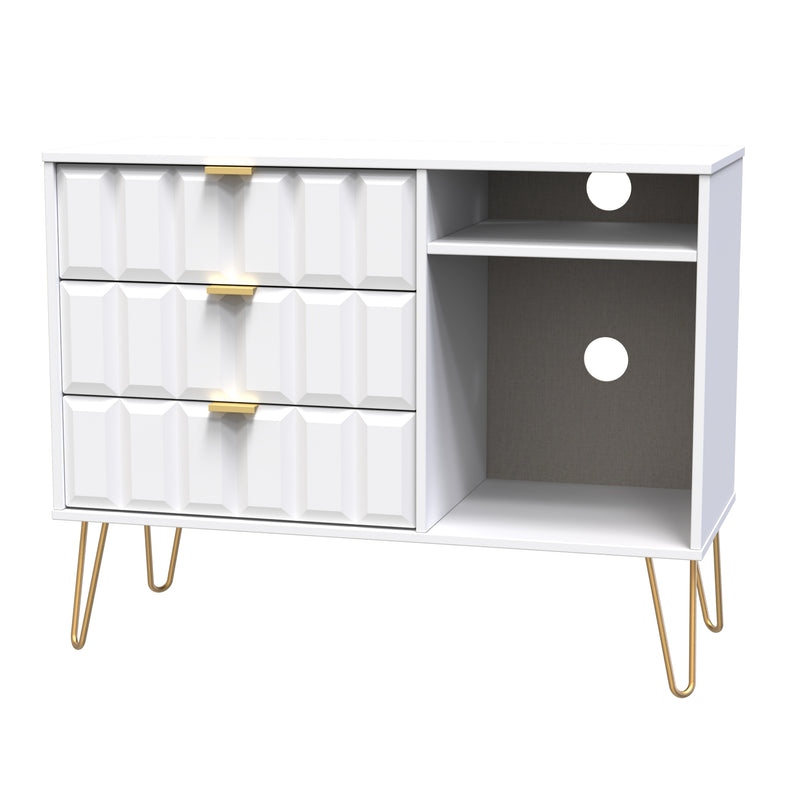 Hanover Ready Assembled 3 Drawer TV Unit in White Matt