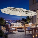 Outsunny Double Sided Garden Parasol With 48 Solar LED Lights 4.6m Cream White