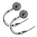 Cut Glass - Pair of Holdaback Tiebacks with End Finials in Chrome