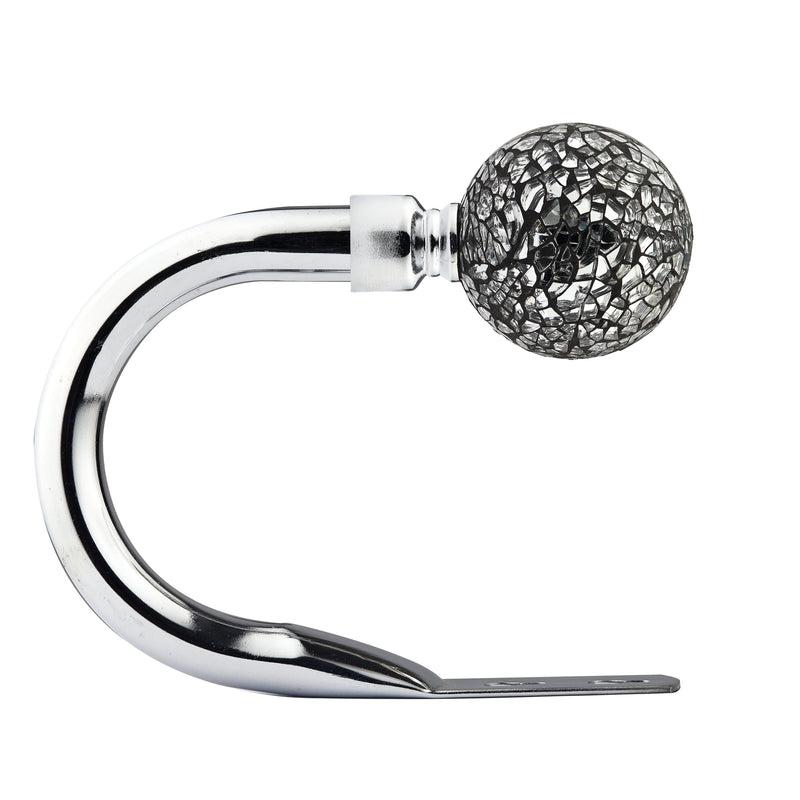 Cut Glass - Pair of Holdaback Tiebacks with End Finials in Chrome