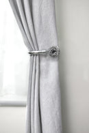 Cut Glass - Pair of Holdaback Tiebacks with End Finials in Chrome