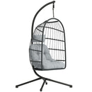 Outsunny Hanging Egg Chair, Outdoor Swing Chair with Stand, Dark/Light Grey