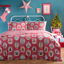 Fusion Christmas Vintage Frames Duvet Cover Set in Red