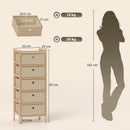 HOMCOM Chest of Drawers, 5 Drawers Dresser with Bamboo Frame, Cream White