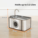 PawHut 3.2L Cat Water Fountain for Drinking Stainless Steel Ultra-Silent