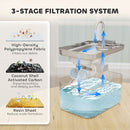 PawHut 3.2L Cat Water Fountain for Drinking Stainless Steel Ultra-Silent