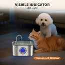 PawHut 3.2L Cat Water Fountain for Drinking Stainless Steel Ultra-Silent