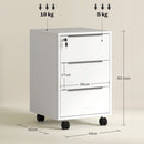 HOMCOM Modern 3-Drawer Locking File Cabinet Mobile Filing Cabinet