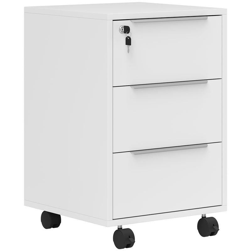 HOMCOM Modern 3-Drawer Locking File Cabinet Mobile Filing Cabinet