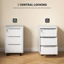 HOMCOM Modern 3-Drawer Locking File Cabinet Mobile Filing Cabinet