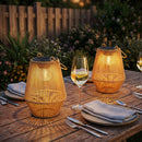 Outsunny Rattan Hanging Solar Lights Outdoor Garden Lantern Set of 2, Brown