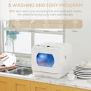 HOMCOM Worktop Dishwasher w/ 4 Place Settings 6 Programs, White