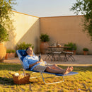 Outsunny Adjustable Sun Bed Garden Lounger Recliner Relaxing Camping Blue