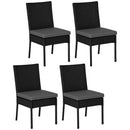 Outsunny 4 PCs Rattan Garden Chairs With Cushion, Wicker Dining Chairs - Black/Brown