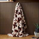 Fusion Cow Print Faux Fur Bedspread in Natural