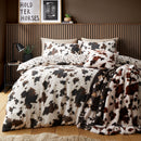 Fusion Cow Print Faux Fur Bedspread in Natural