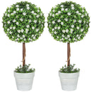 HOMCOM Set of 2 Artificial Plants with Rose Flower in Pot, 60cm