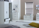 Cairo Ready Assembled Bedside Table with 3 Drawers  - White Gloss & White