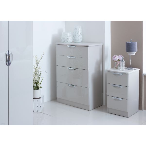 Cairo Ready Assembled Tallboy Chest of Drawers with 5 Drawers  - Kashmir Gloss & Kashmir