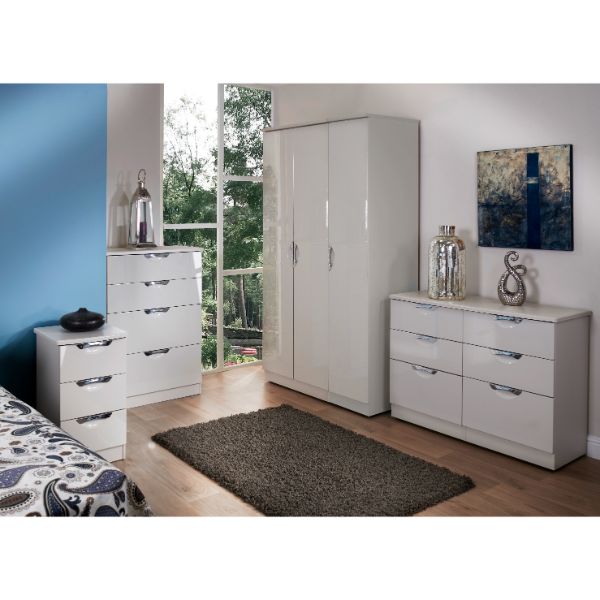 Cairo Ready Assembled Tallboy Chest of Drawers with 5 Drawers  - Kashmir Gloss & Kashmir