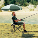 Camping Chair With Adjustable Umbrella And Portable Carrying Bag-Green