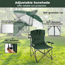 Camping Chair With Adjustable Umbrella And Portable Carrying Bag-Green