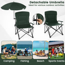 Camping Chair With Adjustable Umbrella And Portable Carrying Bag-Green
