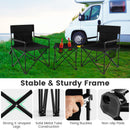 Outdoor Folding Camping Chairs and Table Set-Black