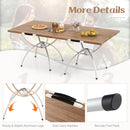 Foldable Picnic Table with Extendable Design and Wood-grain Tabletop for Hiking Fishing BBQ Party-Coffee