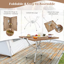 Foldable Picnic Table with Extendable Design and Wood-grain Tabletop for Hiking Fishing BBQ Party-Coffee
