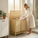 HOMCOM Bamboo Laundry Basket With Lid, 2 Baskets, Foldable, Natural