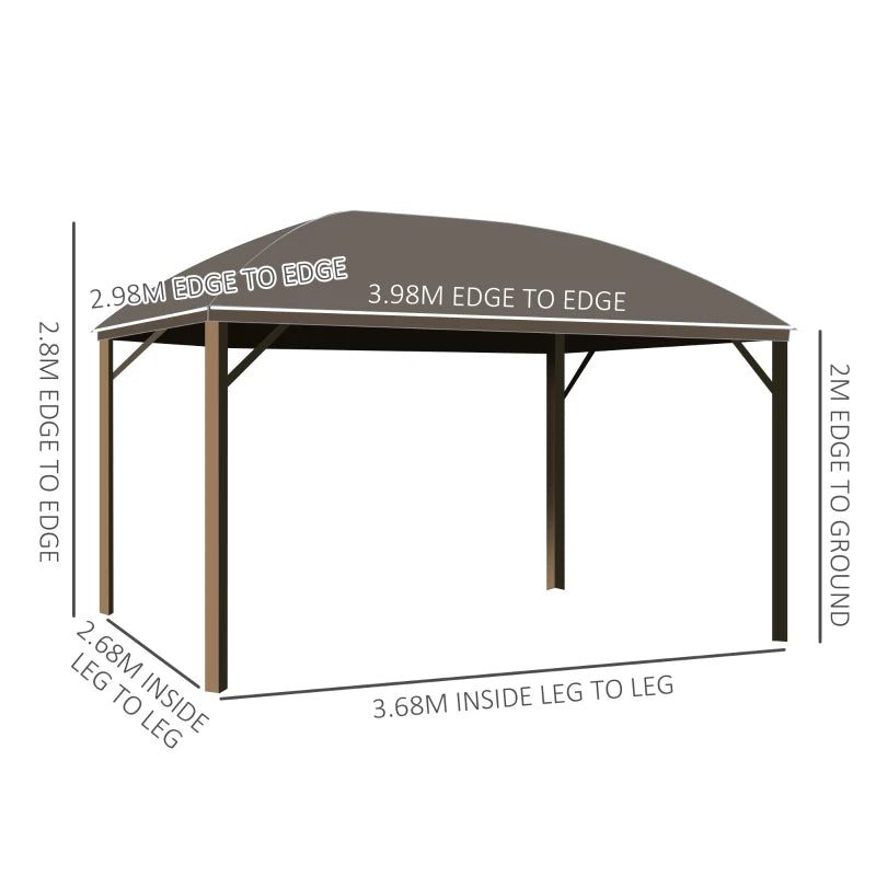 Outsunny Hardtop Gazebo with Curtains 3 x 4m - Brown