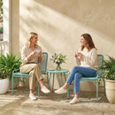 Outsunny Rattan Bistro Set with 2 Chairs & Round Table for Patio, Green